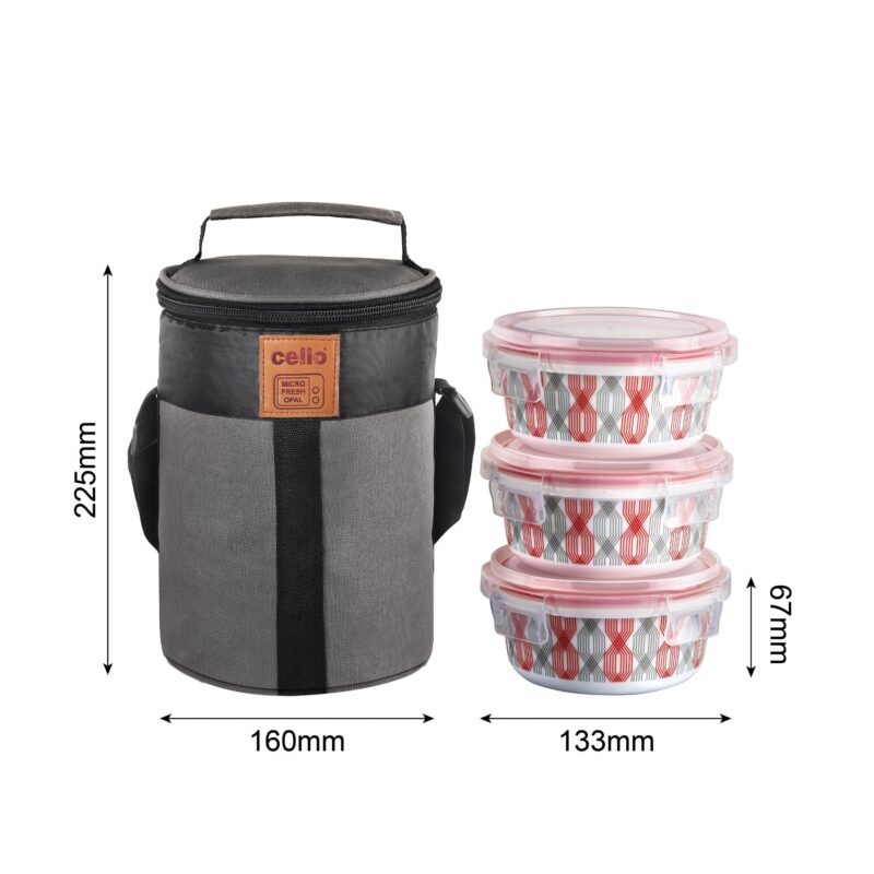 Red Trellis Opalware Lunch Box with Jacket - Image 7
