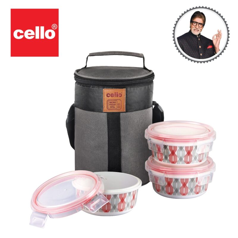 Red Trellis Opalware Lunch Box with Jacket - Image 8