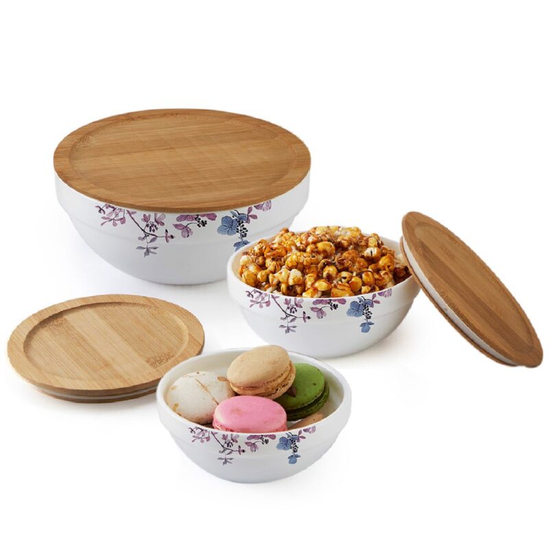 Royale Series Mixing bowls with bamboo lid Gift Set, 3 Pieces - Image 9