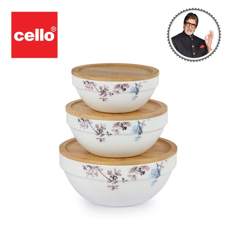 Royale Series Mixing bowls with bamboo lid Gift Set, 3 Pieces - Image 41