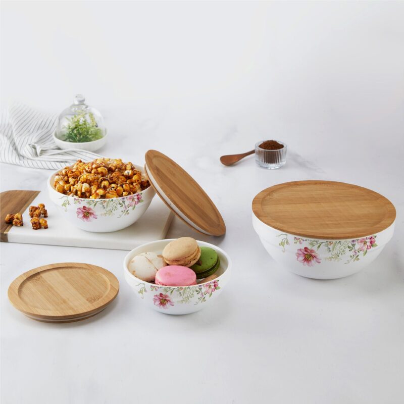 Cascade|Royale Series Mixing bowls with bamboo lid Gift Set, 3 Pieces / 3 Pieces