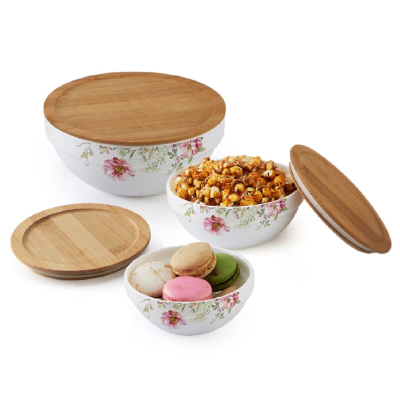Royale Series Mixing bowls with bamboo lid Gift Set, 3 Pieces - Image 10