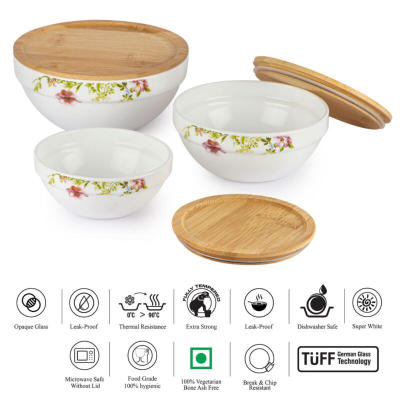 Royale Series Mixing bowls with bamboo lid Gift Set, 3 Pieces - Image 18