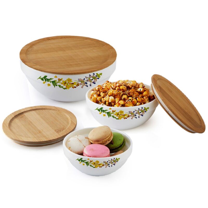 Royale Series Mixing bowls with bamboo lid Gift Set, 3 Pieces - Image 11