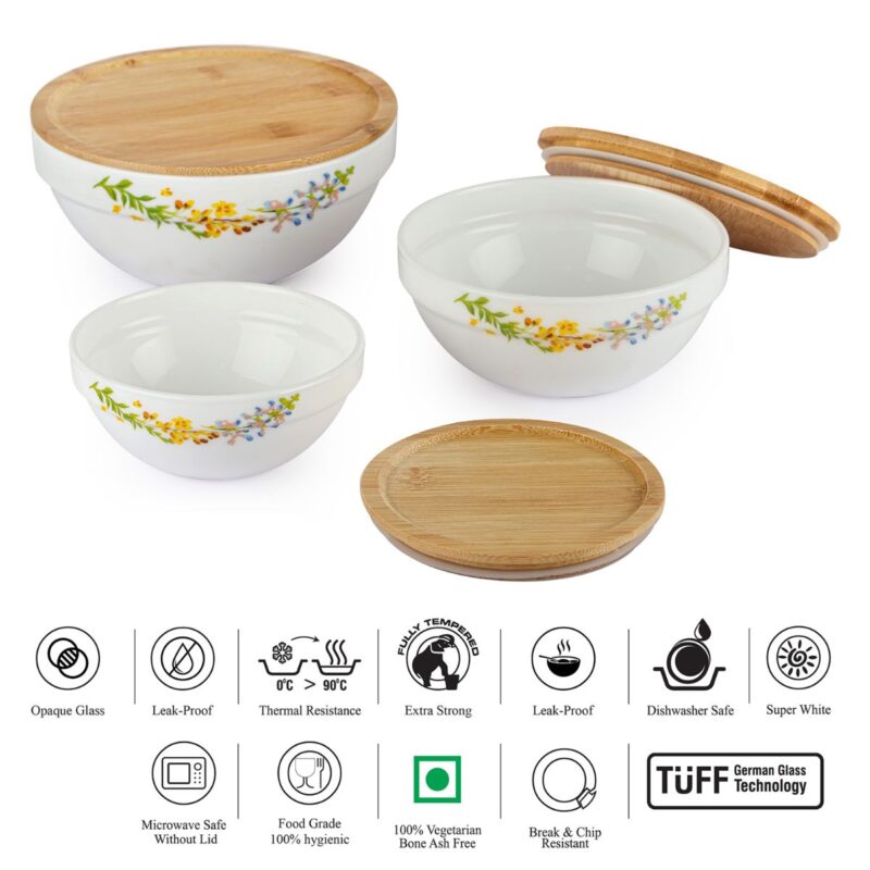 Royale Series Mixing bowls with bamboo lid Gift Set, 3 Pieces - Image 19