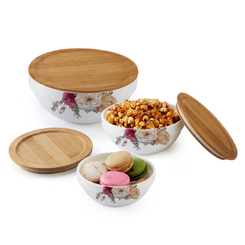 Royale Series Mixing bowls with bamboo lid Gift Set, 3 Pieces - Image 12