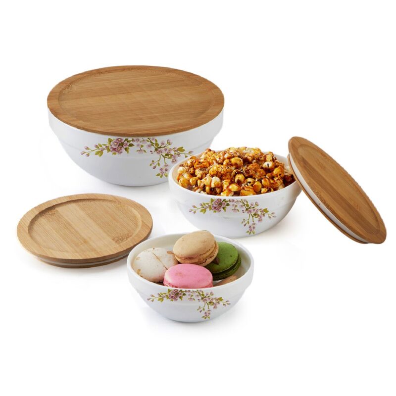 Royale Series Mixing bowls with bamboo lid Gift Set, 3 Pieces - Image 13