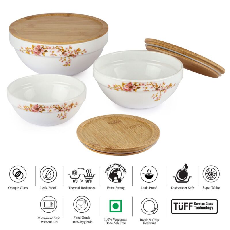 Royale Series Mixing bowls with bamboo lid Gift Set, 3 Pieces - Image 21