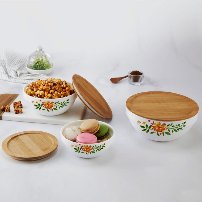 Lily|Royale Series Mixing bowls with bamboo lid Gift Set, 3 Pieces / 3 Pieces