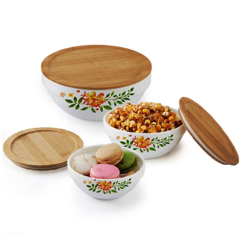 Royale Series Mixing bowls with bamboo lid Gift Set, 3 Pieces - Image 14