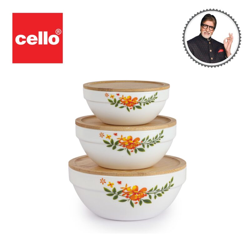 Royale Series Mixing bowls with bamboo lid Gift Set, 3 Pieces - Image 46