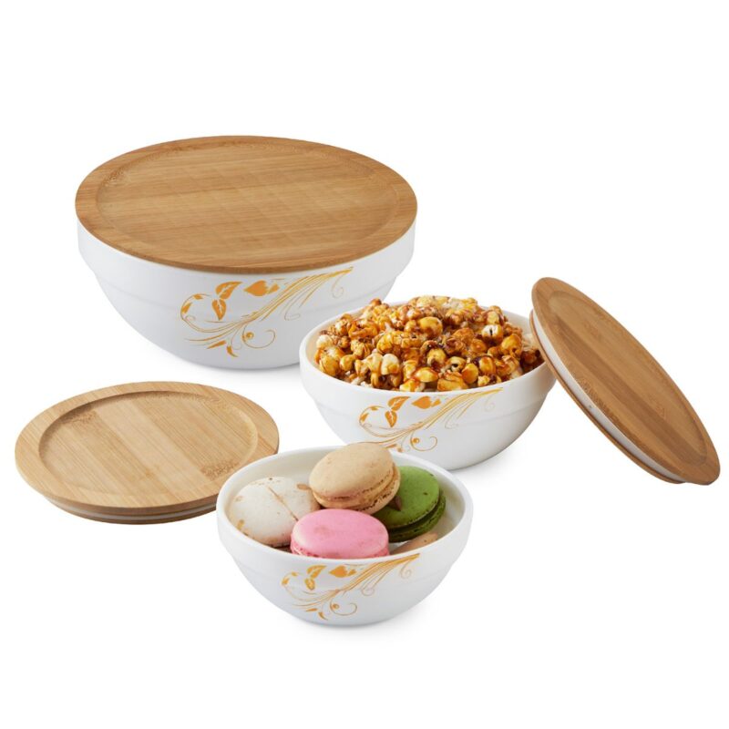 Royale Series Mixing bowls with bamboo lid Gift Set, 3 Pieces - Image 15