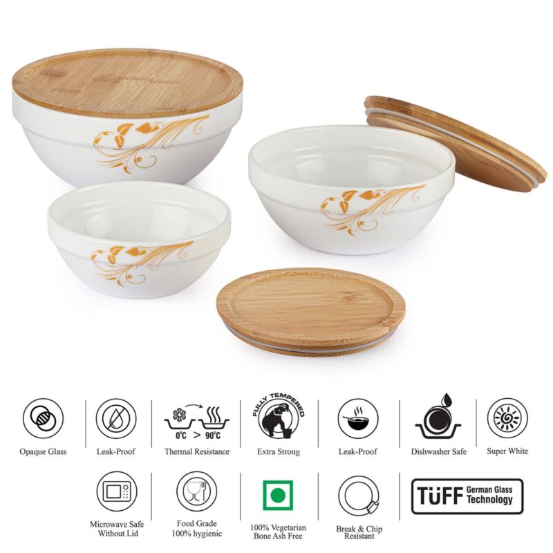 Royale Series Mixing bowls with bamboo lid Gift Set, 3 Pieces - Image 23