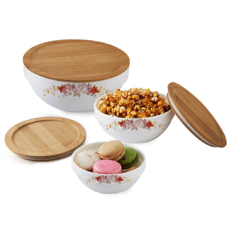 Royale Series Mixing bowls with bamboo lid Gift Set, 3 Pieces - Image 16
