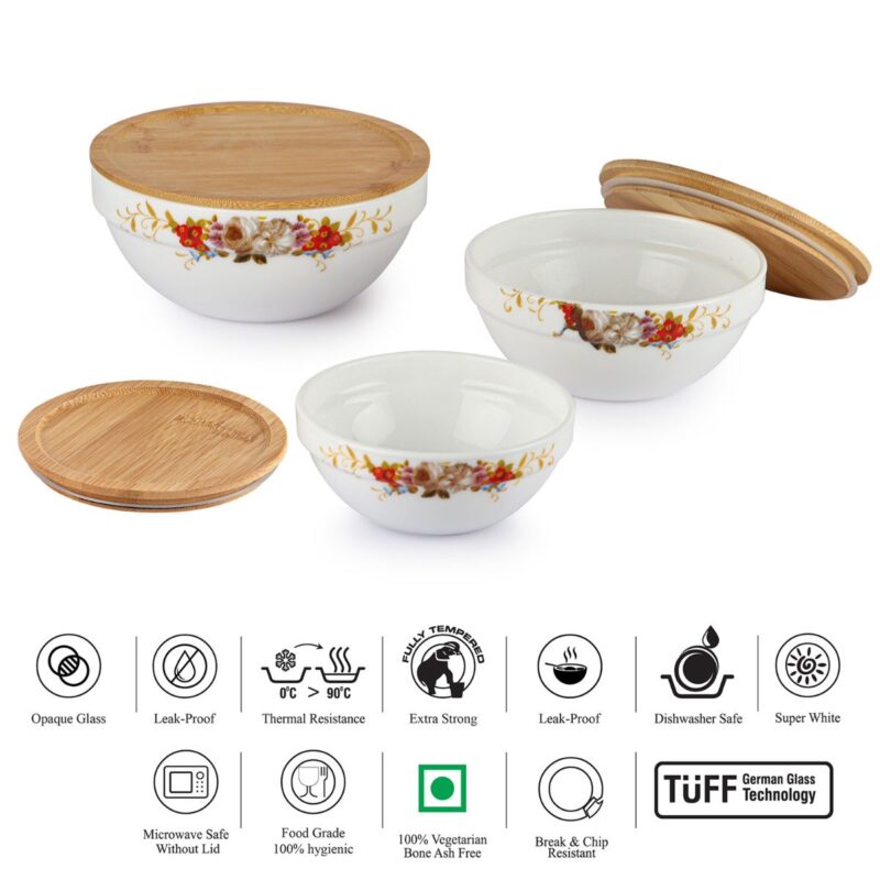 Royale Series Mixing bowls with bamboo lid Gift Set, 3 Pieces - Image 24