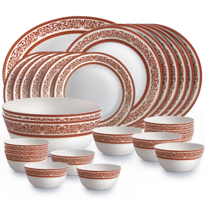 Solitaire Series 27 Pieces Ruby Opalware Dinner Set, Family of 6 - Image 7