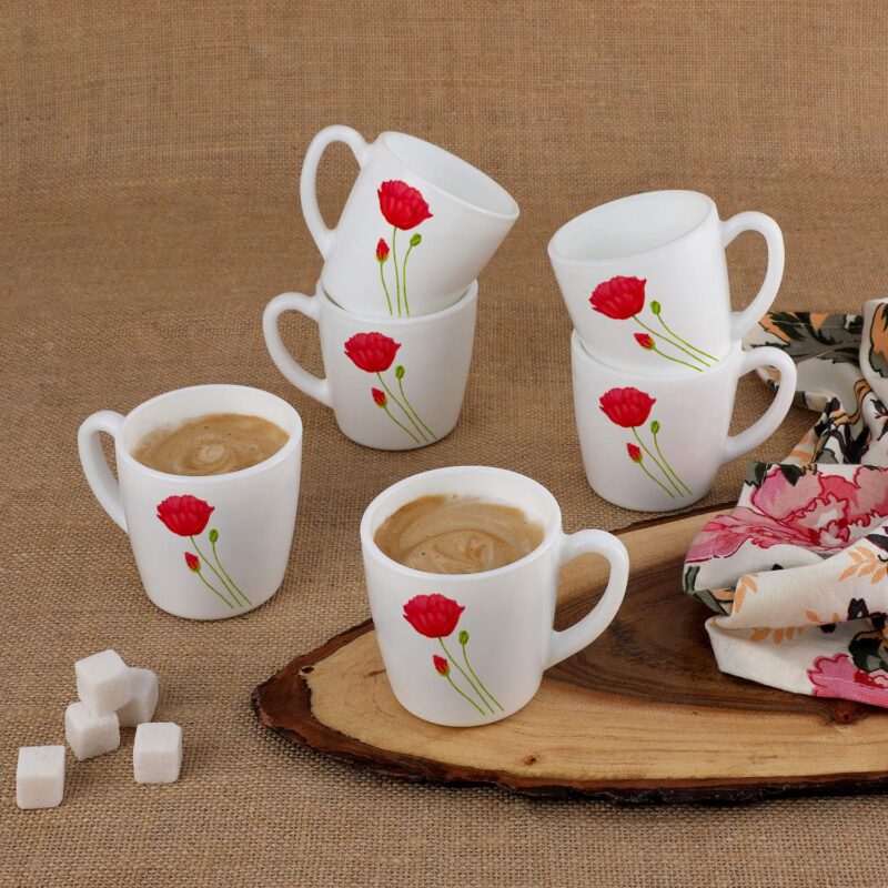 Medium|Imperial Red Poppy Ricca Mugs, 6 Pieces / 6 Pieces