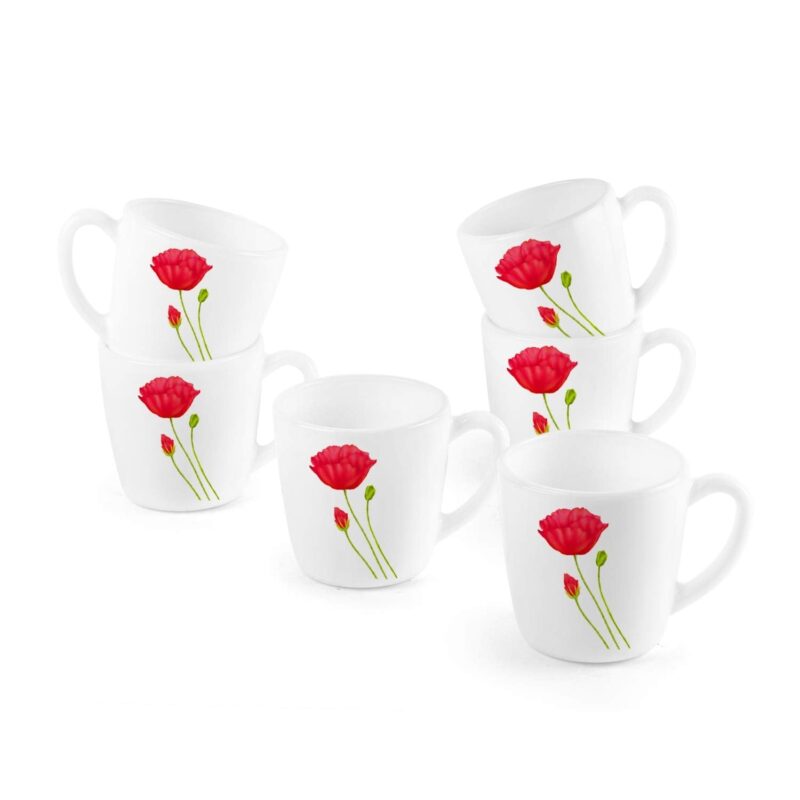 Imperial Red Poppy Ricca Mugs, 6 Pieces - Image 3