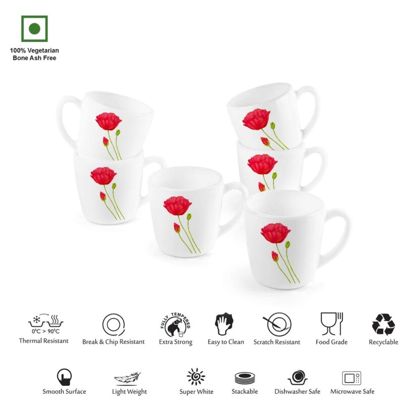 Imperial Red Poppy Ricca Mugs, 6 Pieces - Image 7