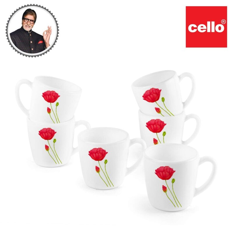 Imperial Red Poppy Ricca Mugs, 6 Pieces - Image 9