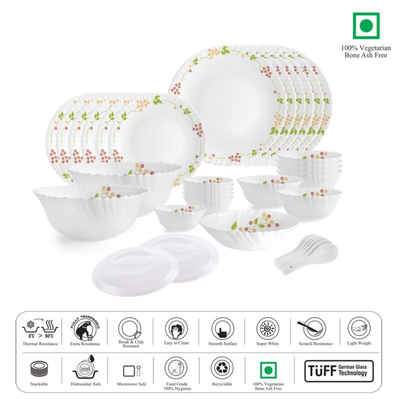 Dazzle Series 35 Pieces Opalware Dinner Set for Family of 6 - Image 21