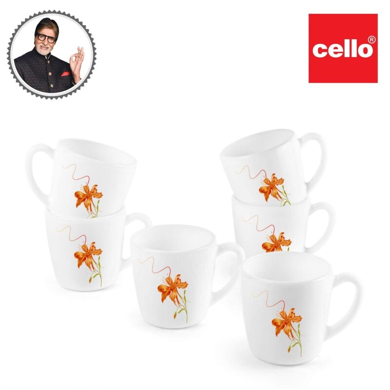 Imperial Orange Lily Ricca Mugs, 6 Pieces - Image 4