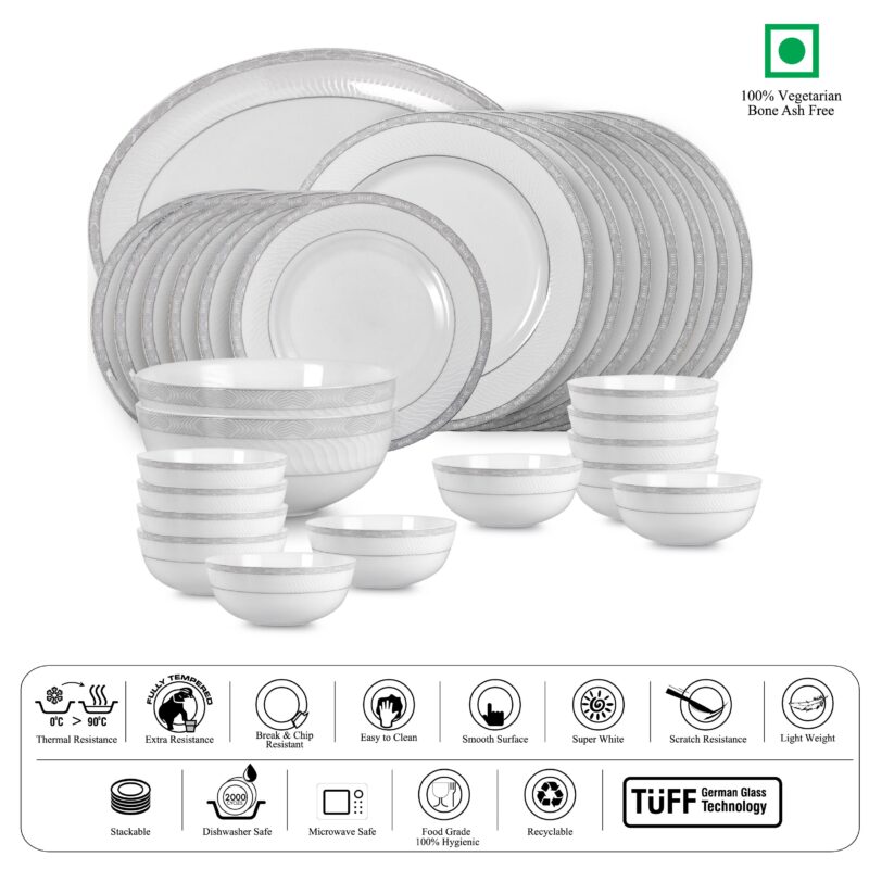 Feather Series 27 Pieces Opalware Dinner Set for Family of 6 - Image 11