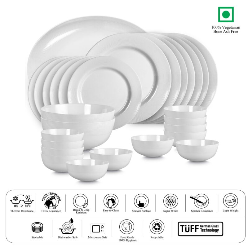 Feather Series 27 Pieces Opalware Dinner Set for Family of 6 - Image 12