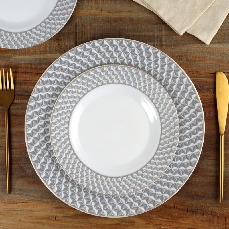 Pyramids|Feather Series 27 Pieces Opalware Dinner Set for Family of 6