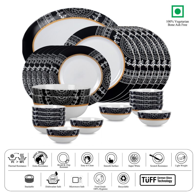Feather Series 27 Pieces Opalware Dinner Set for Family of 6 - Image 14