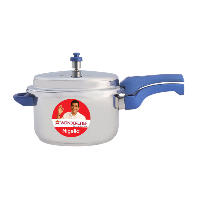 Nigella Induction Base 5L Stainless Steel Pressure Cooker with Outer Lid Blue - Image 2
