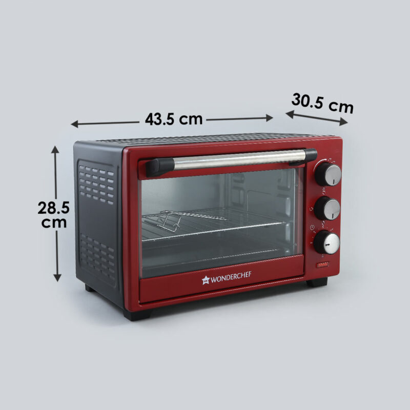 Wonderchef Renewed Oven Toaster Griller (OTG) Crimson Edge - 19 Litres | Auto-shut Off | Heat-resistant Tempered Glass | Multi-stage Heat Selection | 1280W | Red - Image 5