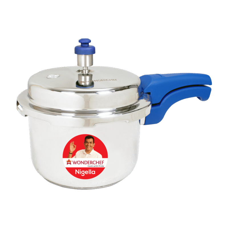 Nigella Induction Base 3L Stainless Steel Pressure Cooker with Outer Lid Blue - Image 2