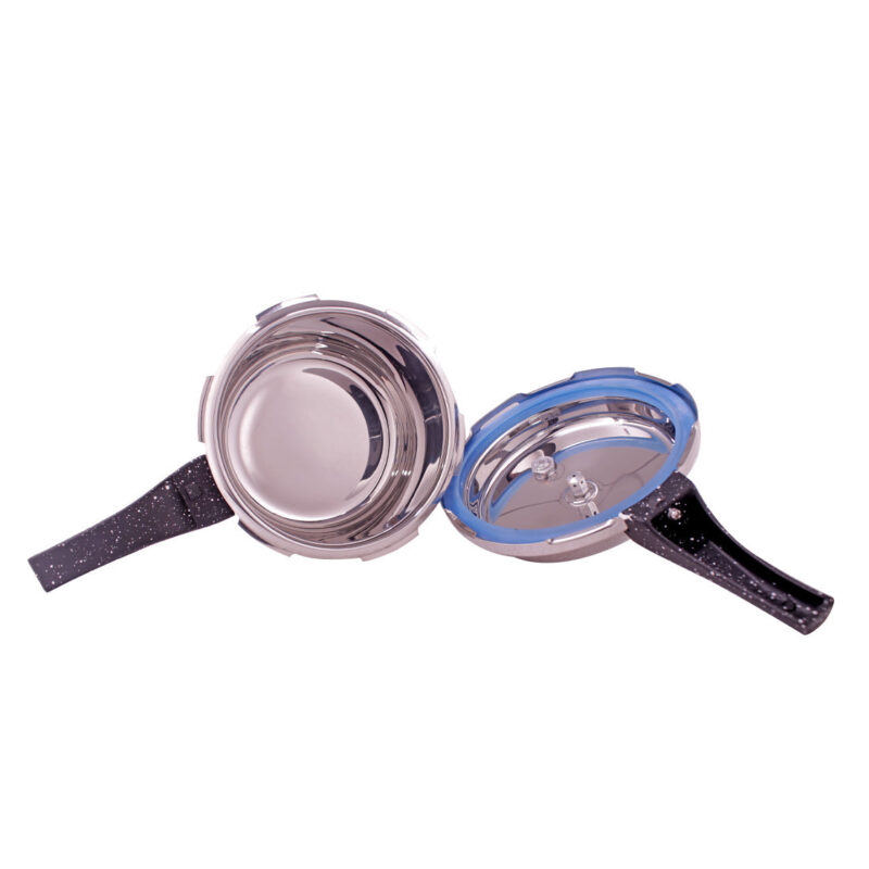Granite Induction Base 3L Pressure Cooker with Outer Lid, Silver with Black Handle - Image 4