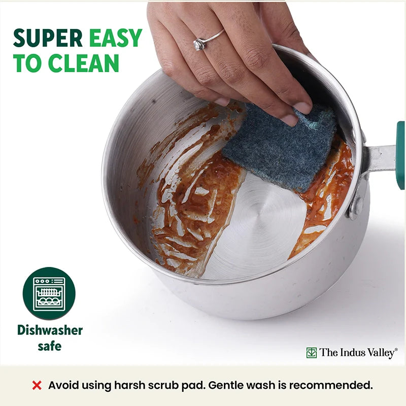 Tri-Steel Stainless Steel Tea/Milk Pan+ Lid, Premium Quality, Tri-ply (3 Layer) Bottom, Soft-touch Handle, 100% Toxin-free, Non-stick, Induction & Gas, 1/1.5 L, 14.9/16.9 cm - Image 7