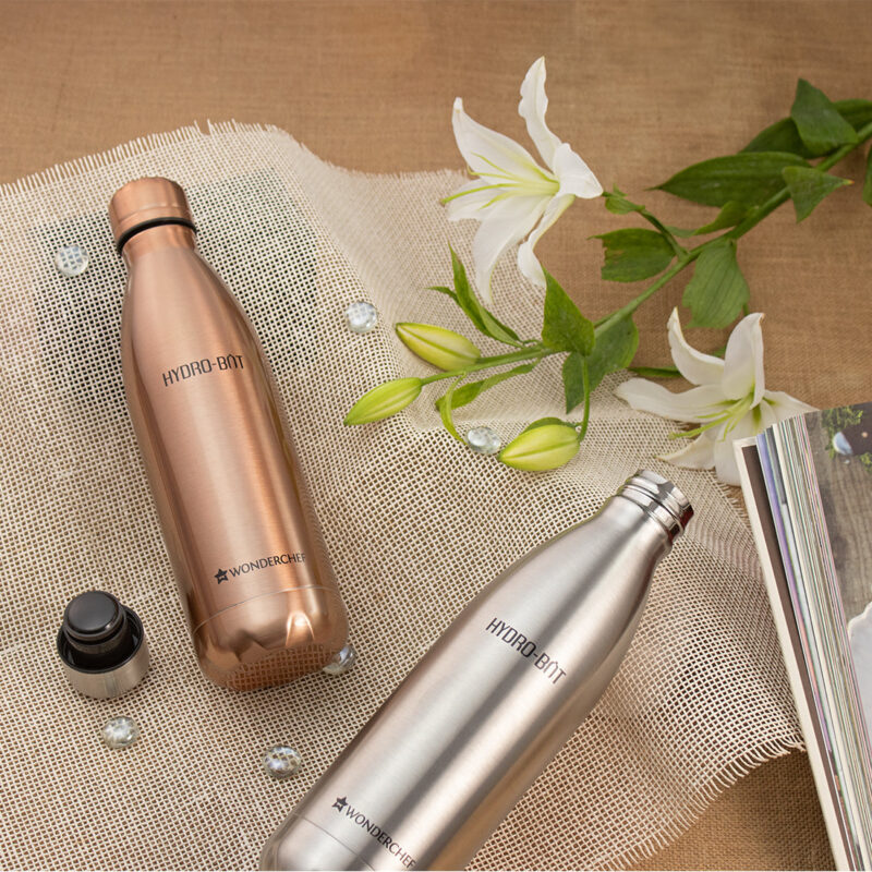 Hydro-Bot, 500ml, Stainless Steel Single Wall Water Bottle, Light Weight, Spill and Leak Proof, Brown, 2 Years Warranty - Image 7