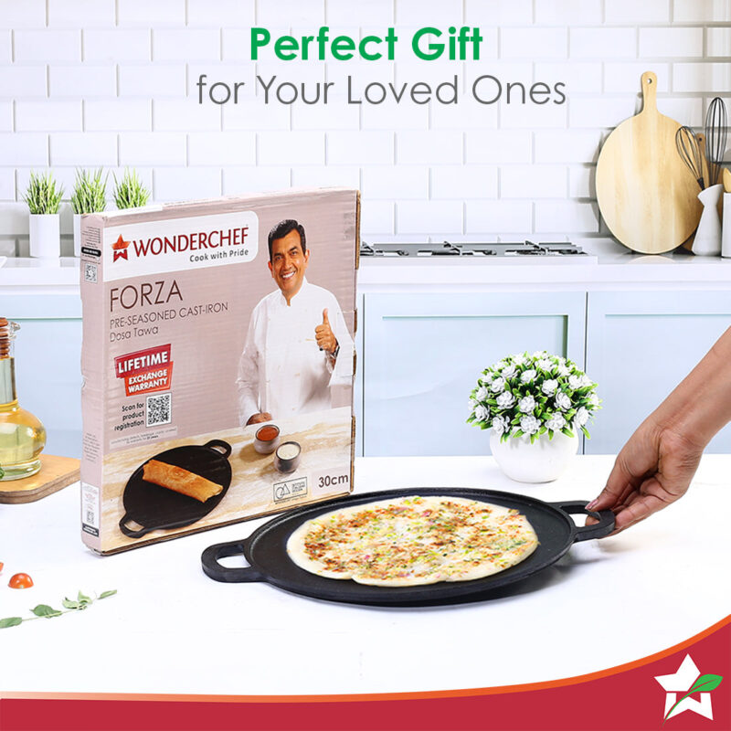 Forza Pre-Seasoned 30 cm Cast-iron Dosa Tawa - Image 8