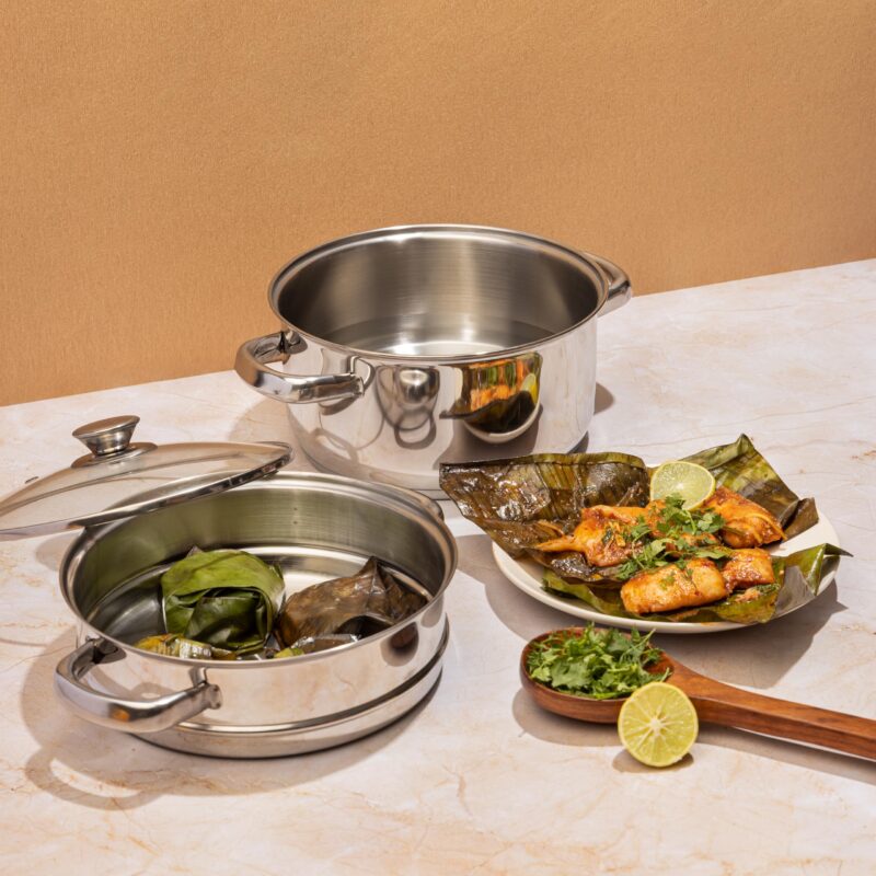 Vinod Stainless Steel Steamer 2 Tier with Glass Lid 18 cm | 2.5 mm Thick Base | Multi Purpose Momos, Modak Maker Steamer | Induction and Gas Base | 2 Year Warranty - Silver - Image 7