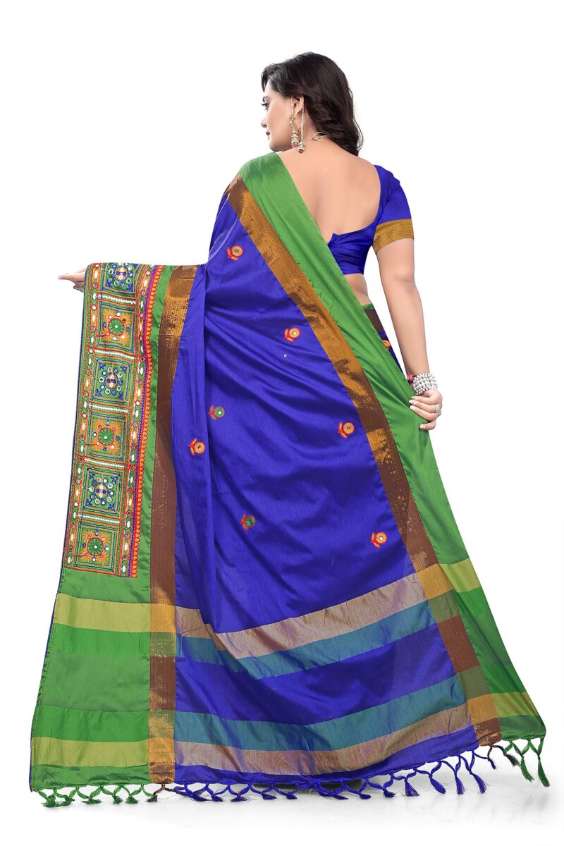arriva fab cotton silk with blouse piece Saree (Riva405_ Red_ Free Size) - Image 3