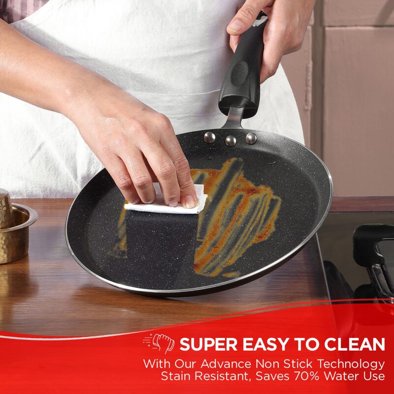 Vinod Cookware Aluminium Zest Marbilo Dosa Tawa, 25cm, Black - Image 5