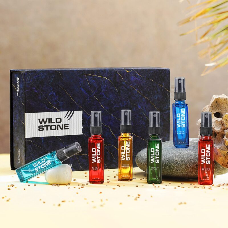 Wild Stone Fragrance Gift Set with Ultra Sensual, Forest Spice, Red, Hydra Energy, Edge and Night Rider Perfume for Men, Pack of 6 (8ml each) - Image 3