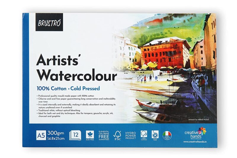 Brustro Artists' Watercolour 100% Cotton 300gsm Cold Pressed Pad, 12 Sheets, Size- A5 - Image 2