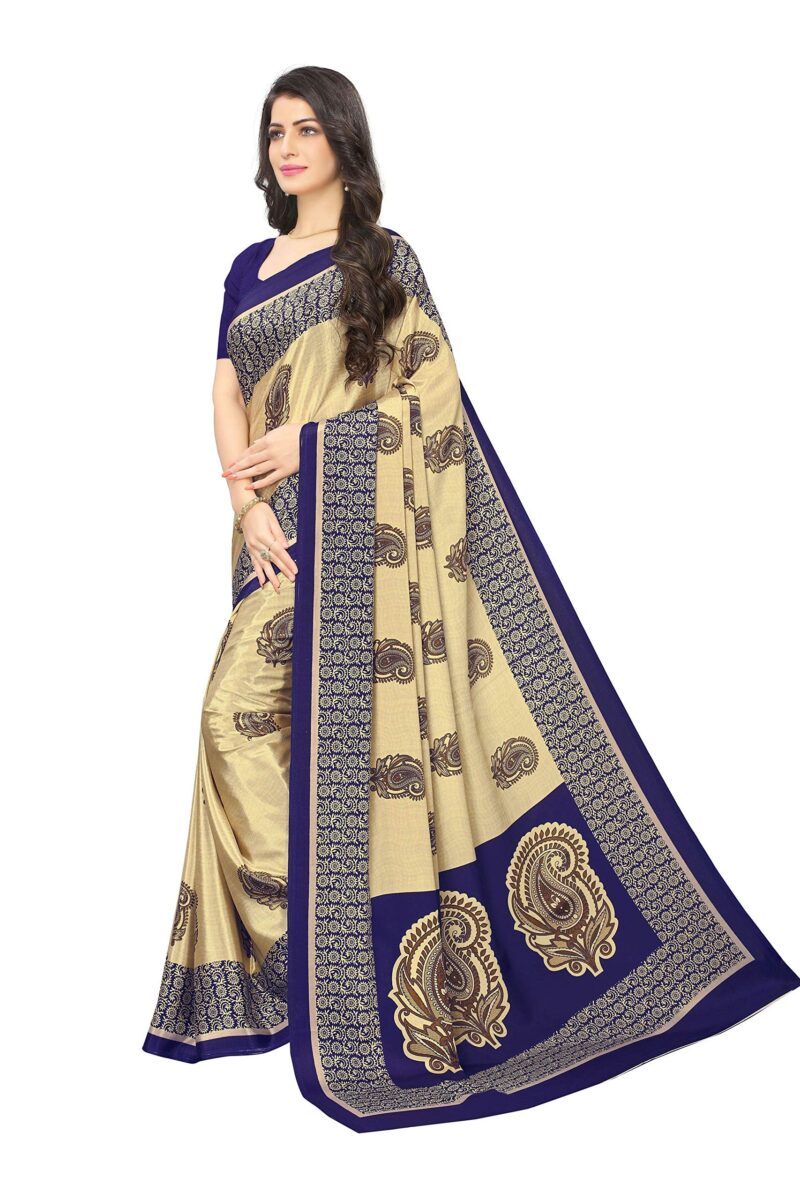 Vimla Women's Beige Turkey Art Silk Uniform Saree with Blouse Piece (7012 Beige_Free Size) - Image 4