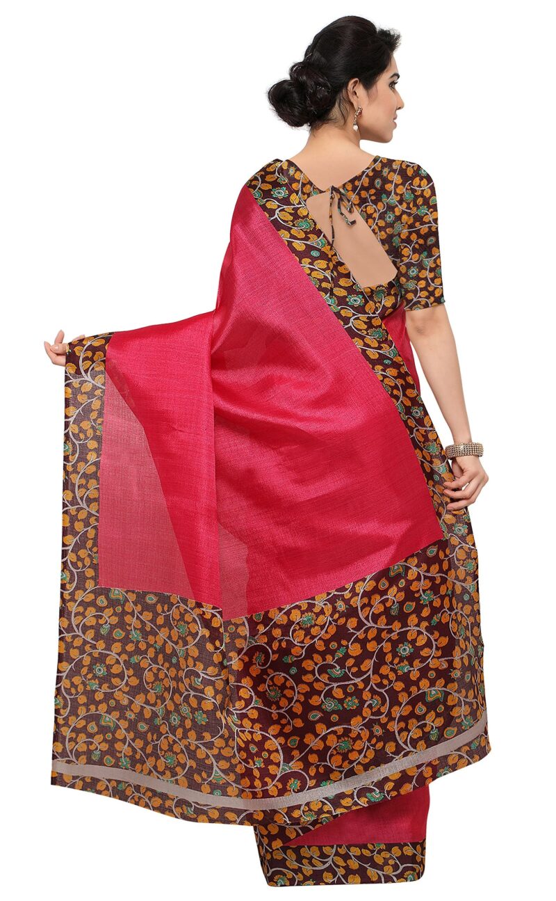 Rajnandini Women's Tussar Silk Saree with Blouse Piece (JOPLNB6004A_Pink_Free Size) - Image 8