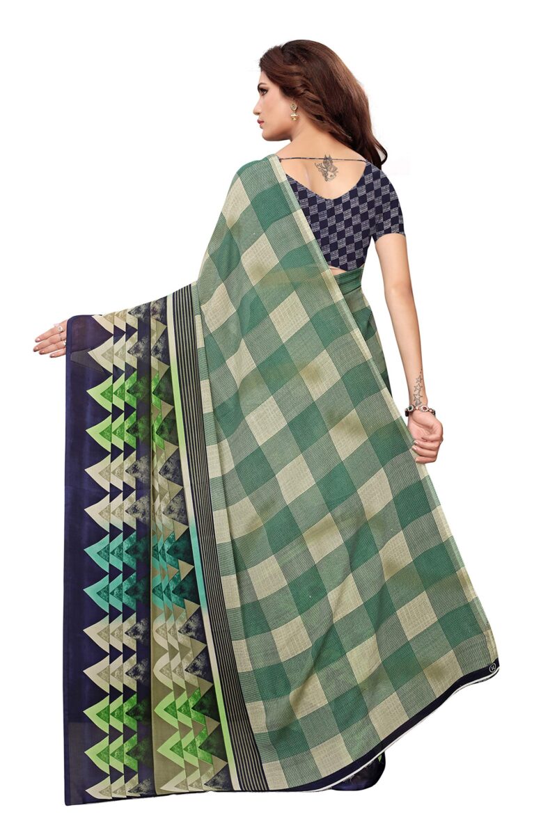 GoSriKi Women's Green Color Semi Georgette Printed Saree With Blouse Piece(Aakruti-300_Free Size) - Image 3