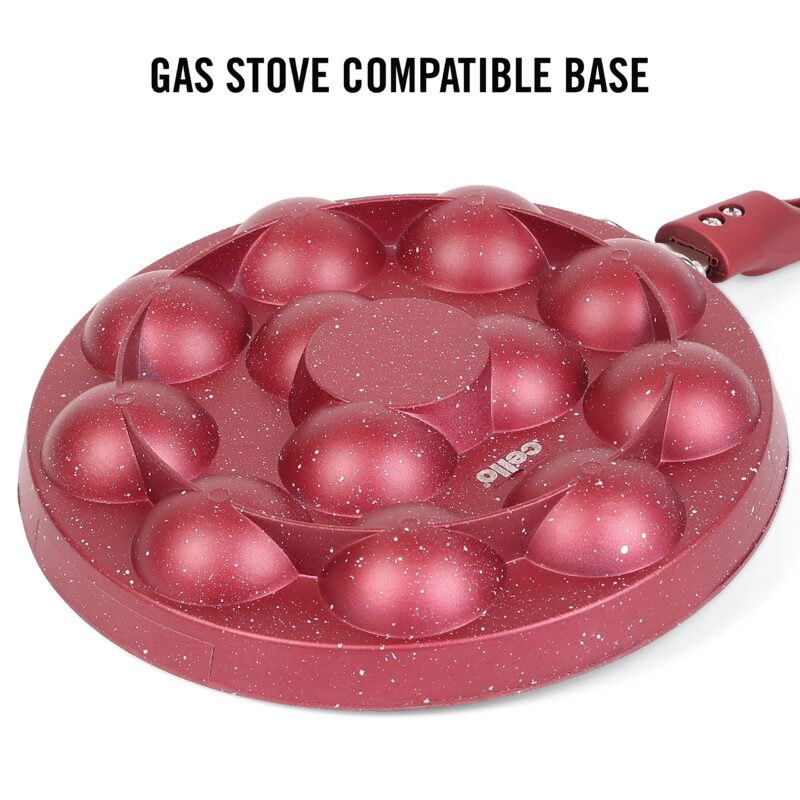 CELLO Crown Single Handle Appam 12 Cavity -Maroon (Aluminium) - Image 6