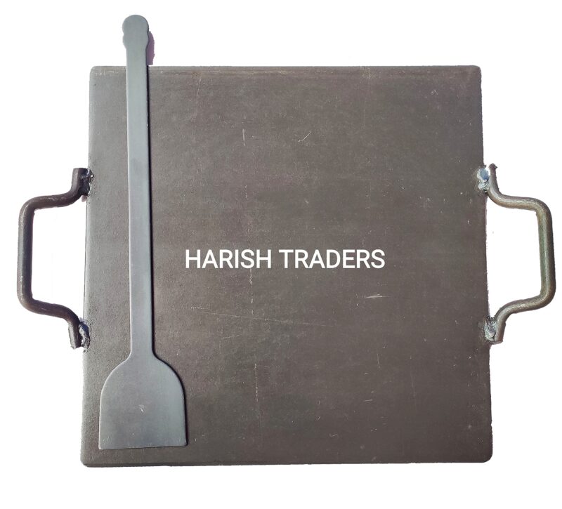 HARISH - Pure Iron Flat Square DOSA/ROTI/PATHRI TAWA with Handle - 12 INCH, Black Color - Image 3