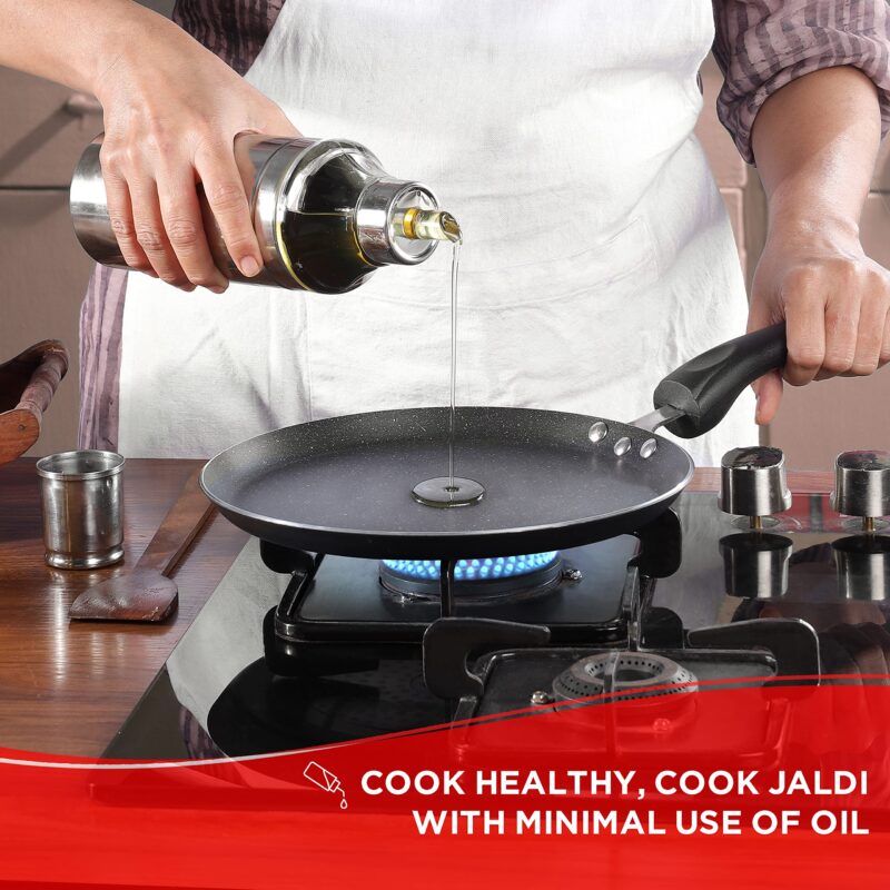 Vinod Cookware Aluminium Zest Marbilo Dosa Tawa, 25cm, Black - Image 8
