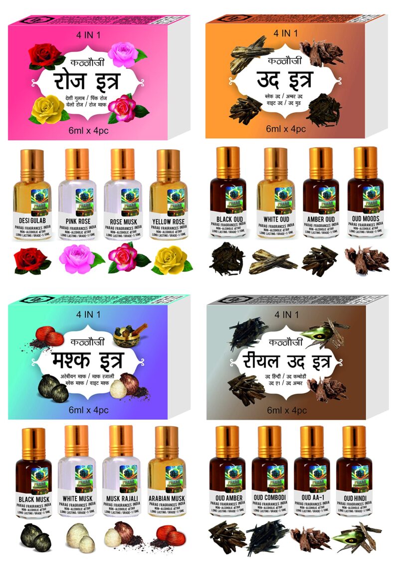 Parag Fragrances Natural & Premium Liquid Attar Gift Pack For Unisex (Kannauji 6 In 1) - Multiple - Image 2