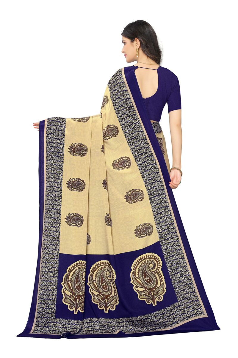 Vimla Women's Beige Turkey Art Silk Uniform Saree with Blouse Piece (7012 Beige_Free Size) - Image 3